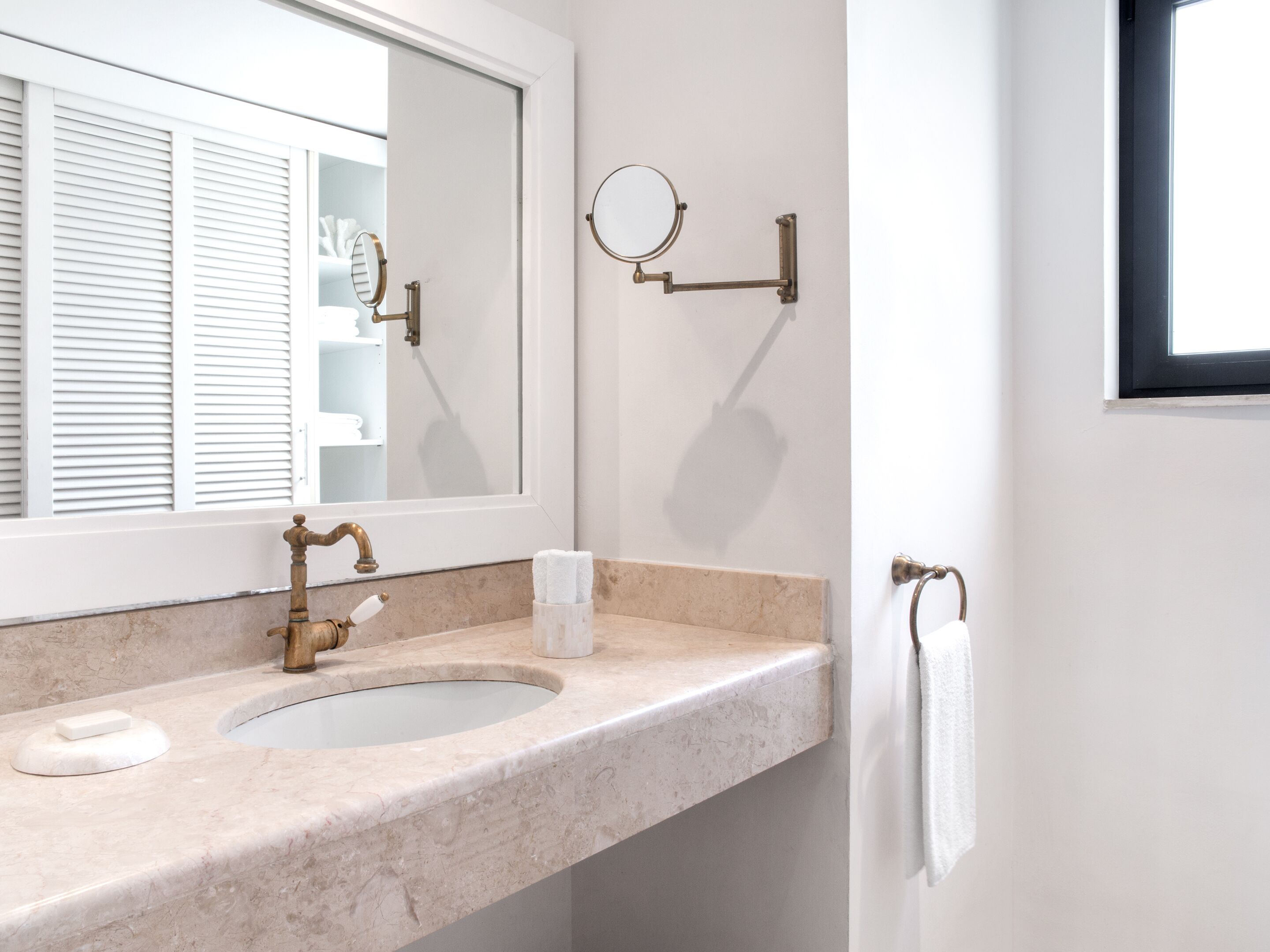 beach villa | bathroom | bathtub, hair dryer, towels