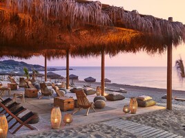 On the beach, beach towels, beach bar