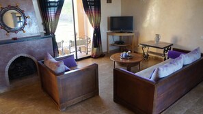 32-吋平面電視、衛星頻道、電視、壁爐