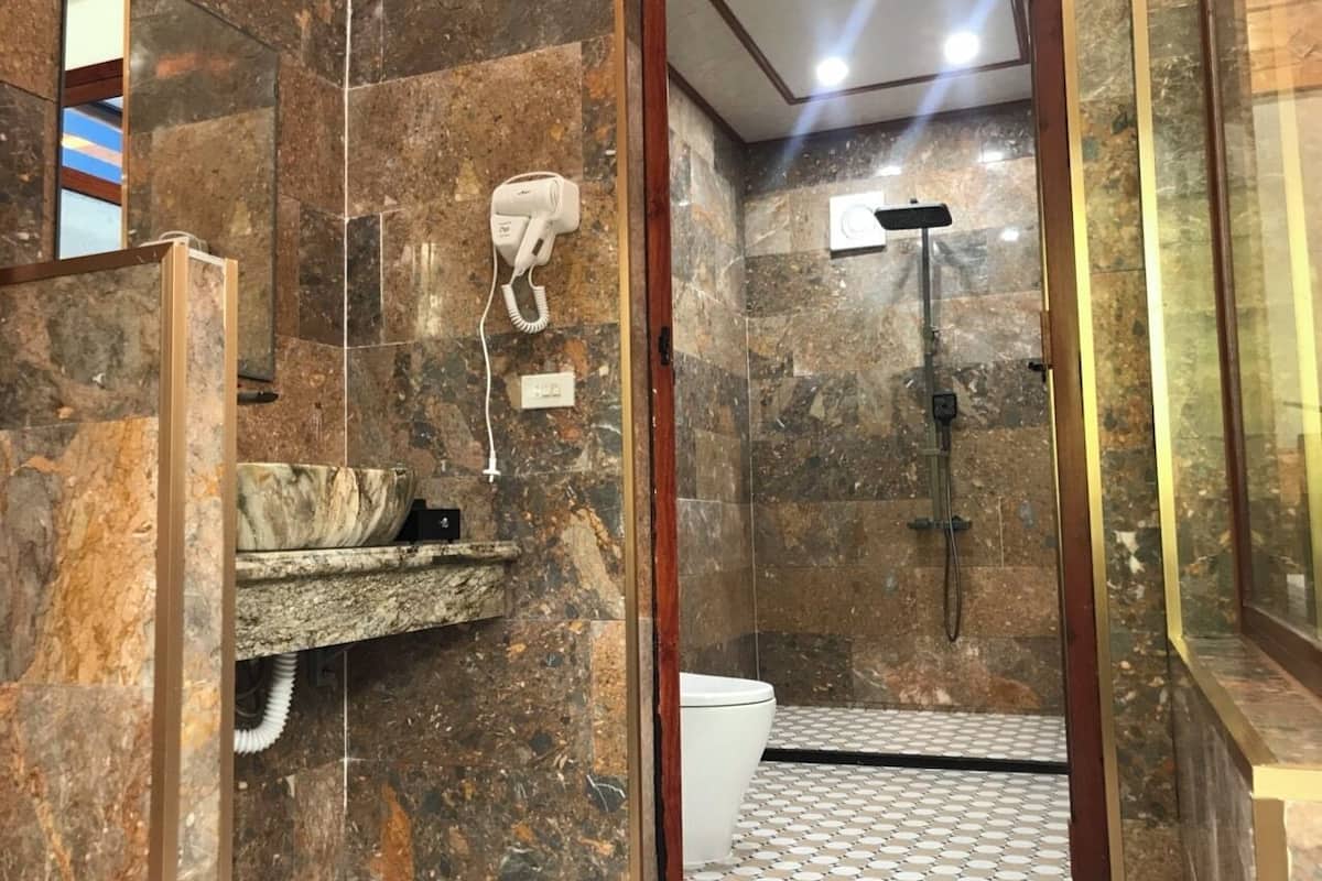 shower, free toiletries, hair dryer, slippers