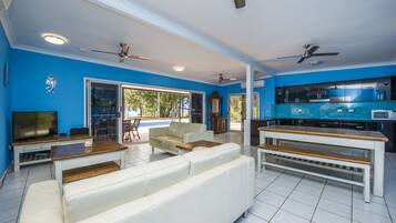 Family House, 3 Bedrooms, Patio, Ocean View | Living area | TV, DVD player