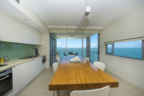 Superior Apartment, 3 Bedrooms, Pool Access, Ocean View | Private kitchen | Full-size fridge, microwave, oven, stovetop
