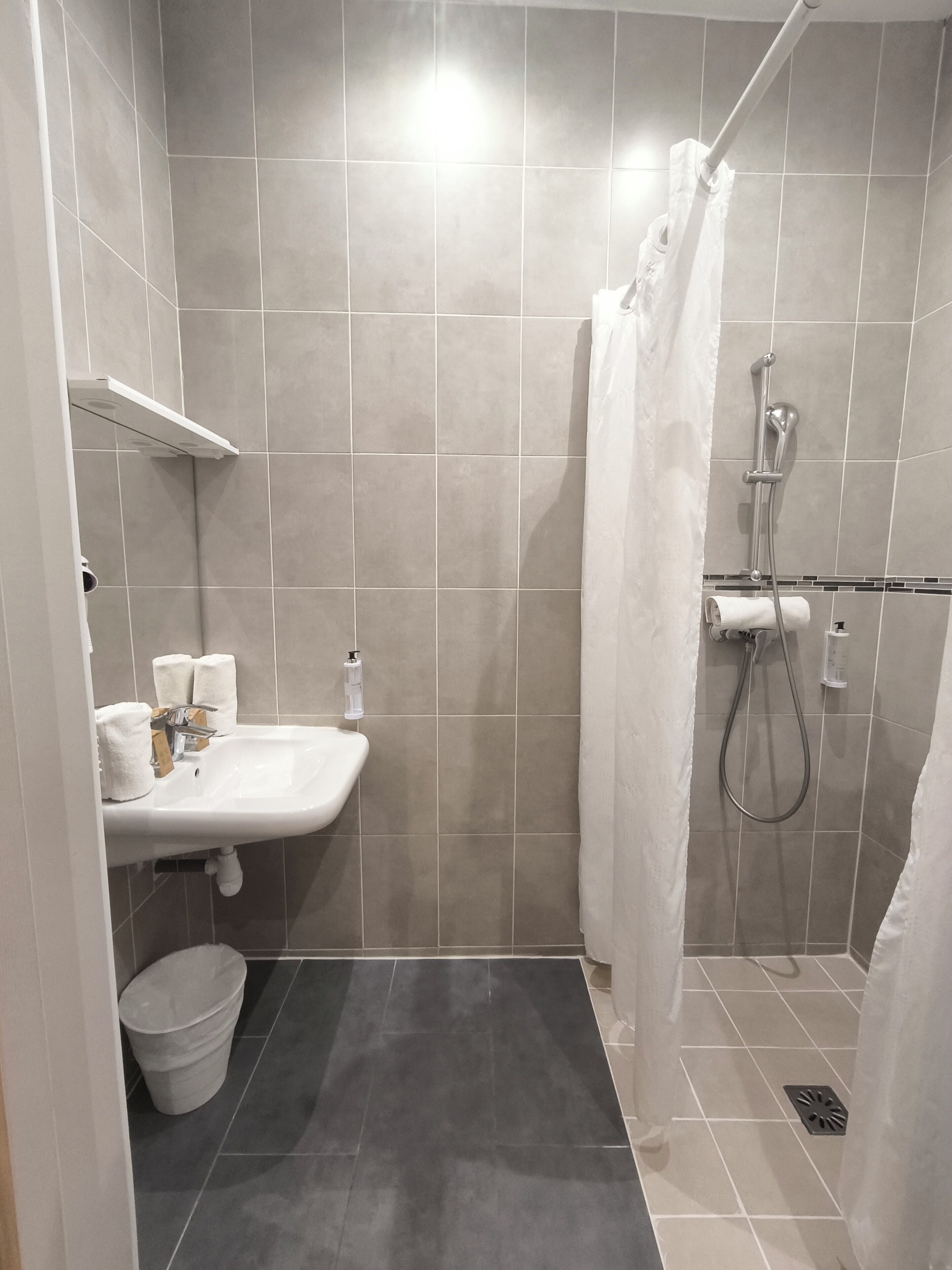 economy double room, ground floor | bathroom | shower, free toiletries, hair dryer, towels