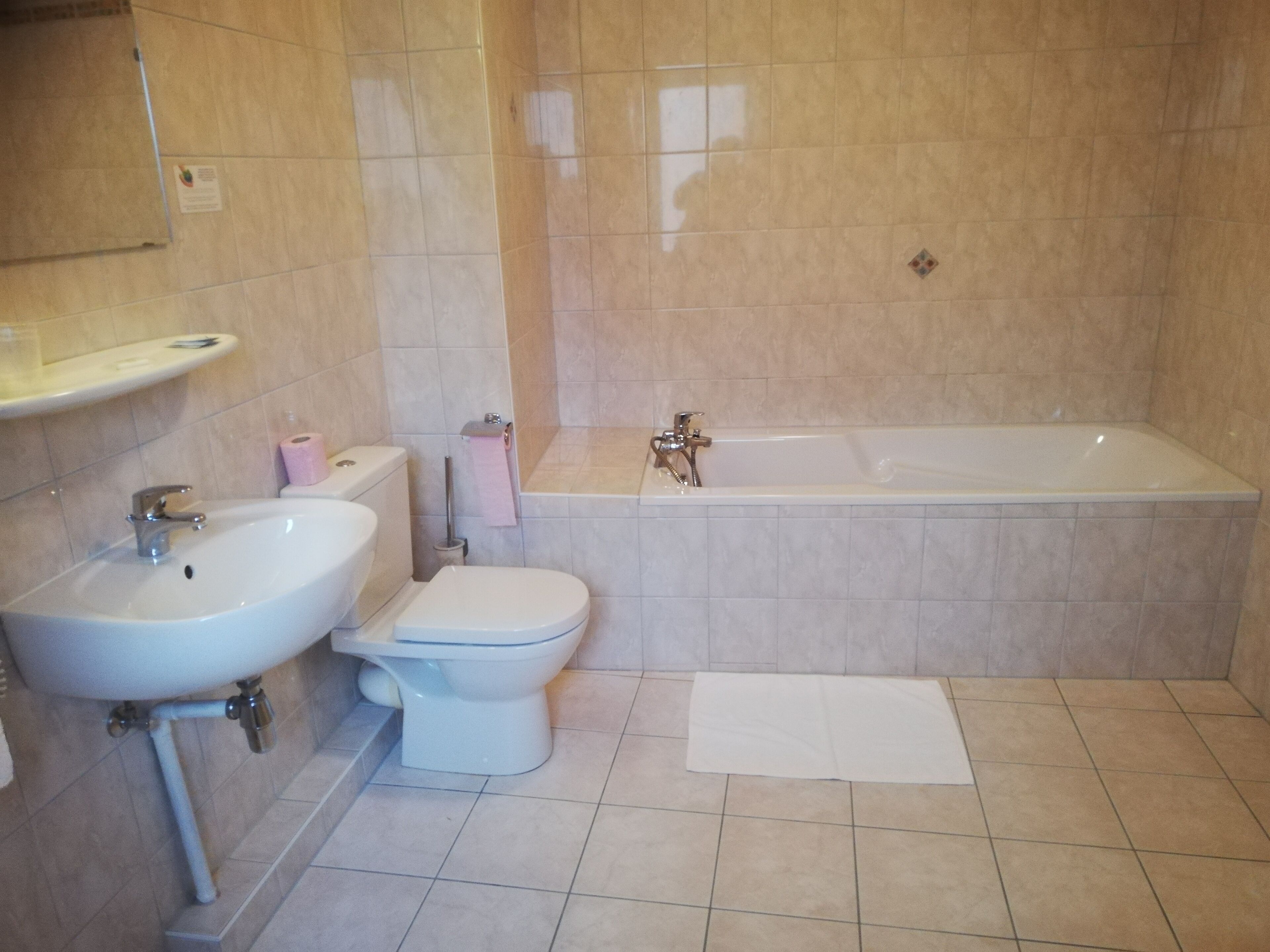 free toiletries, hair dryer, towels