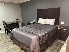 Desk, free WiFi, bed sheets