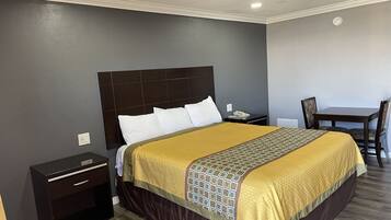 Desk, free WiFi, bed sheets