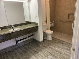 Basic Single Room, 1 Queen Bed, Accessible, Private Bathroom | Bathroom | Free toiletries, towels