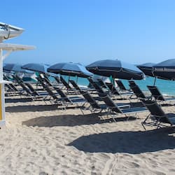 On the beach, beach umbrellas