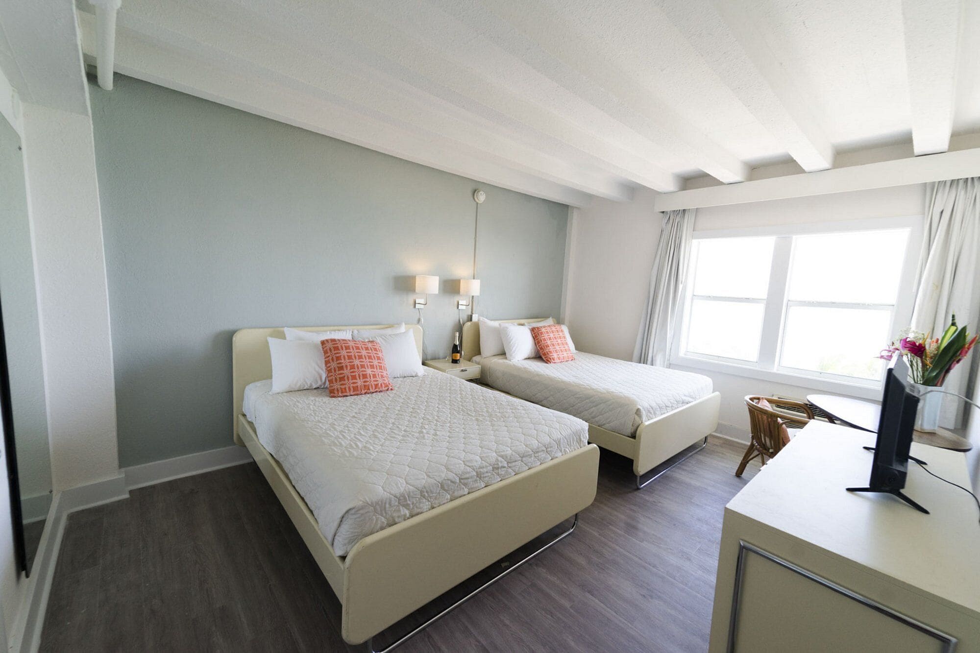 Blackout drapes, iron/ironing board, bed sheets