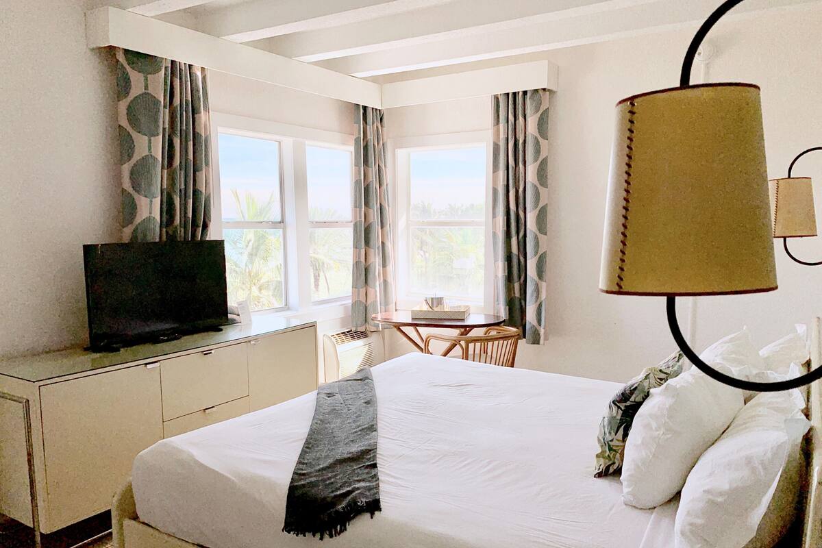 Blackout curtains, iron/ironing board, bed sheets