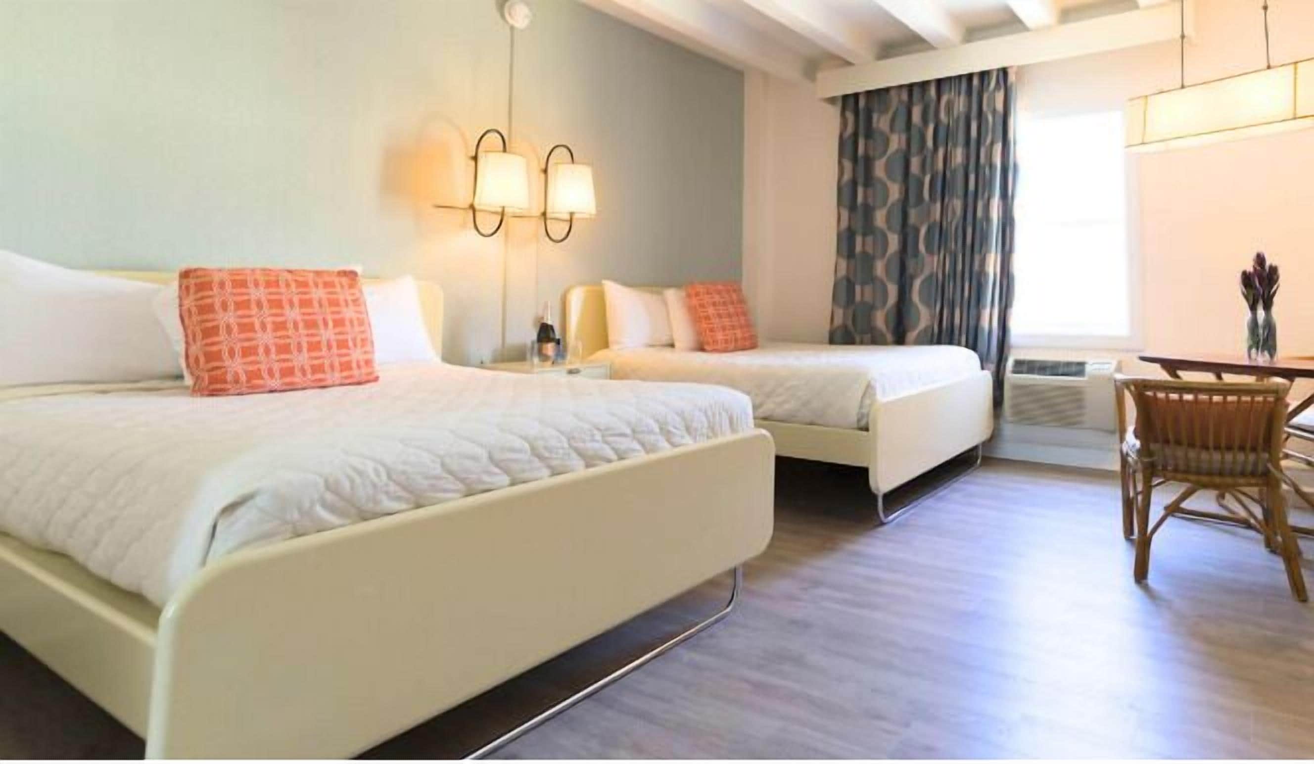 Double Room, 2 Double Beds, Ocean View | Blackout drapes, iron/ironing board, bed sheets