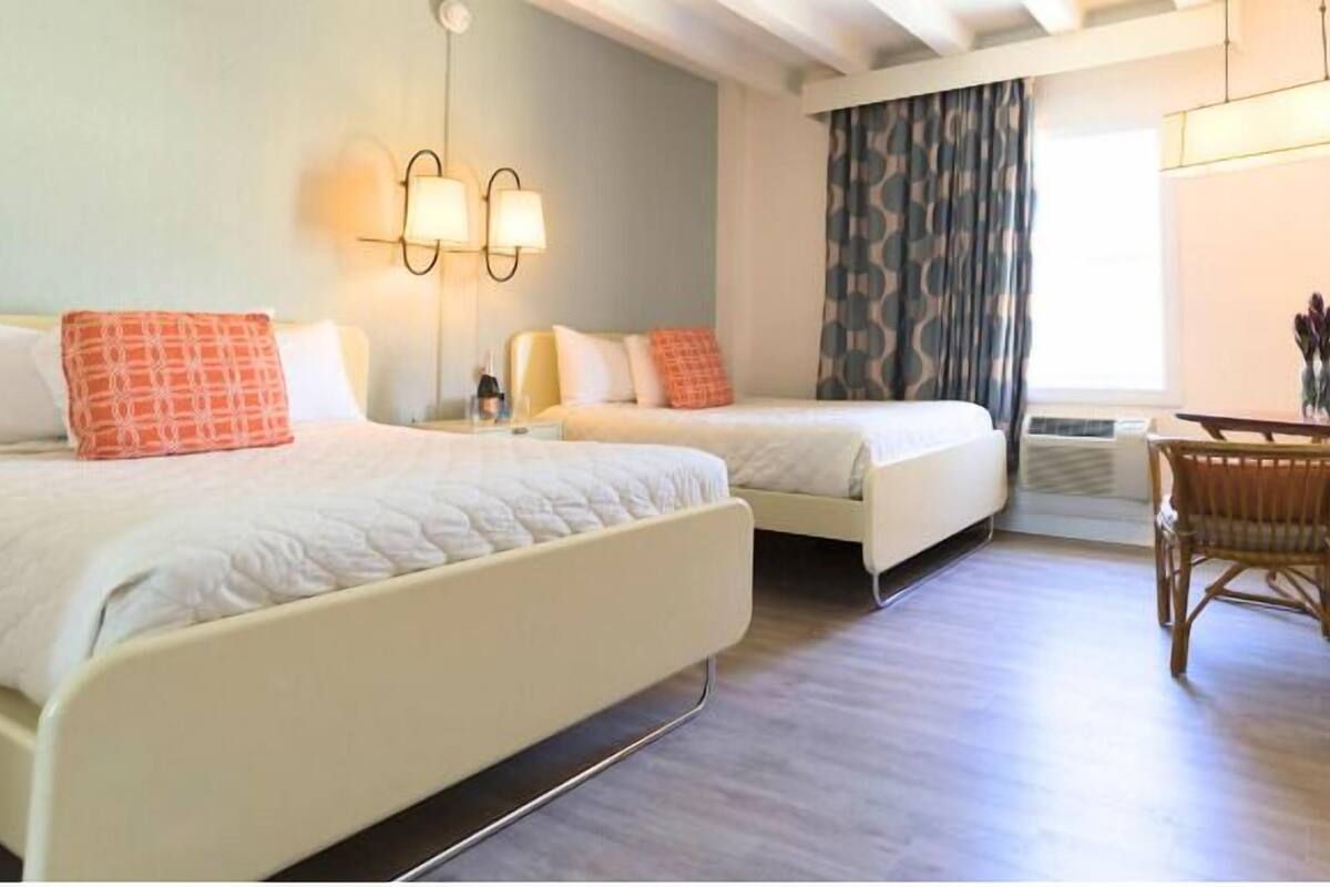 Double Room, 2 Double Beds, Ocean View | Blackout curtains, iron/ironing board, bed sheets