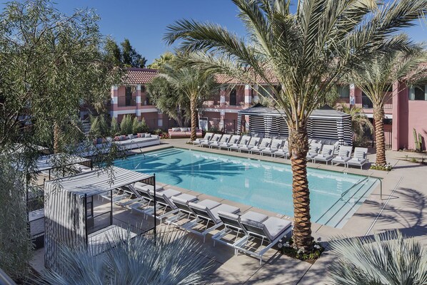 Outdoor pool, pool loungers