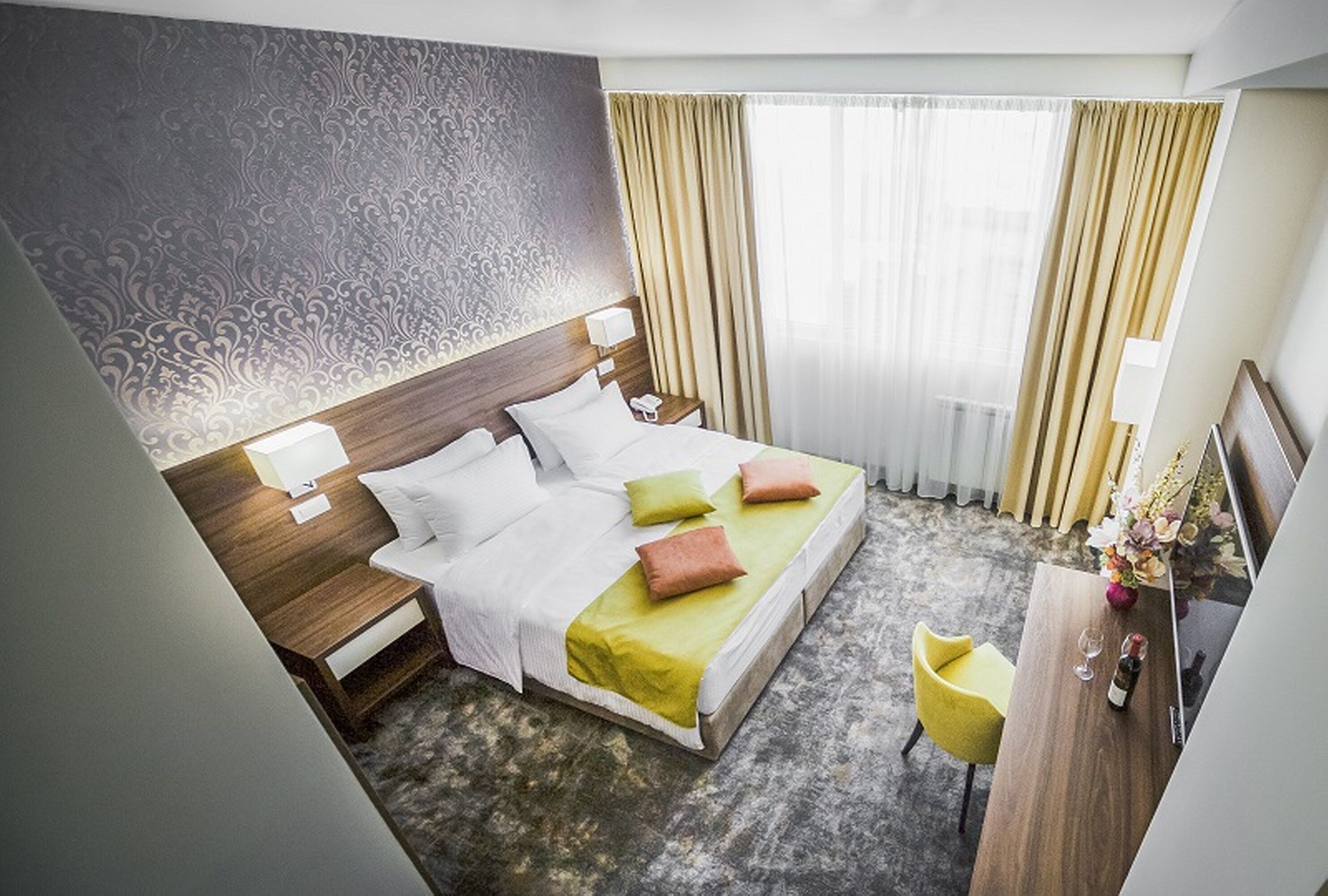 Egyptian cotton sheets, premium bedding, pillow-top beds, minibar