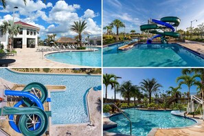 Relax by the pool and enjoy the resort's multiple water slides.