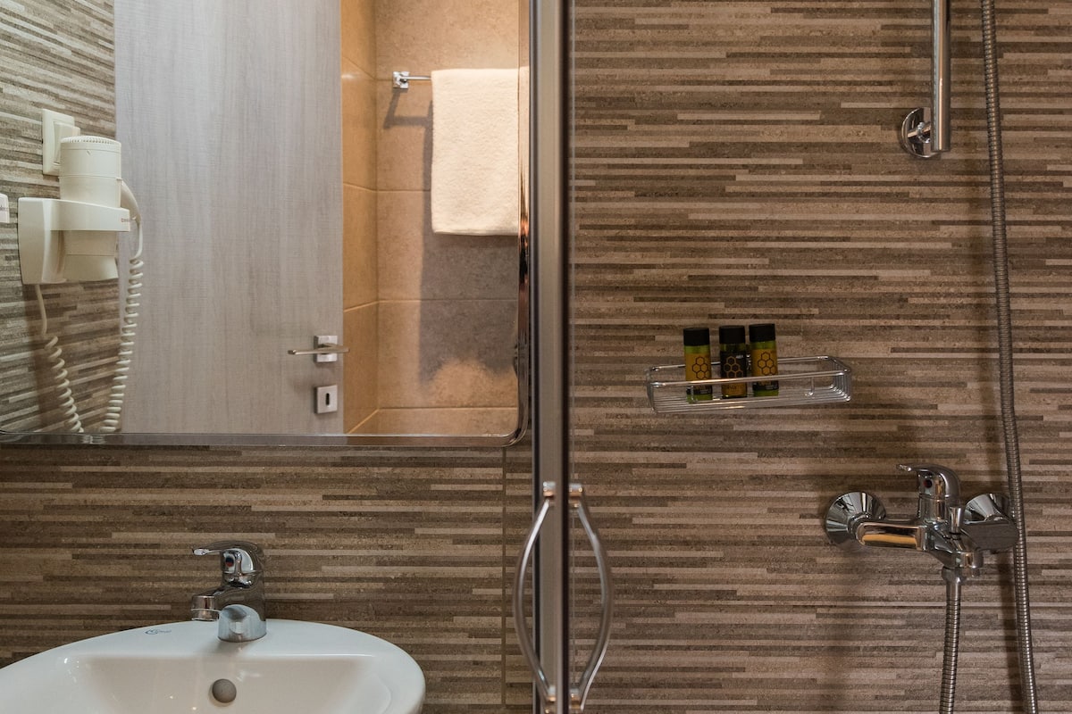 economy double room, 1 queen bed, city view | bathroom | shower, free toiletries, hair dryer, slippers