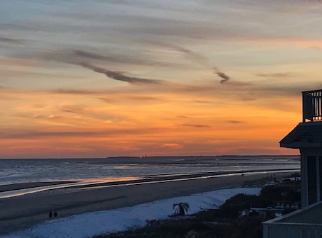 On the beach, sun-loungers. Charleston has The Best of all Worlds-Beachfront, 2nd floor A+ Views & Location!