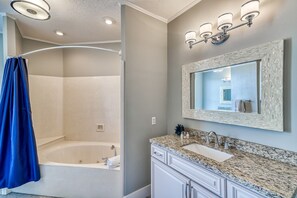 Combined shower/bathtub, towels - REUNION HOUSE: Stunning Crystal Beach Home with Private Pool and Gulf Views! (Destin)