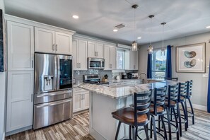 Fridge, microwave, oven, stovetop - REUNION HOUSE: Stunning Crystal Beach Home with Private Pool and Gulf Views! (Destin)