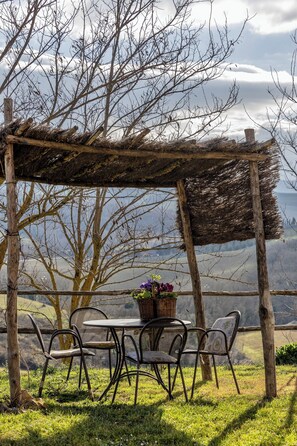 Outdoor dining - Traditional Tuscan farmhouse with breathtaking views 19 Minutes from Montalcino (Montalcino)