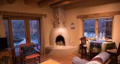 Unique Chimayo Village Adobe Casita on a wildlife pond between Santa Fe and Taos