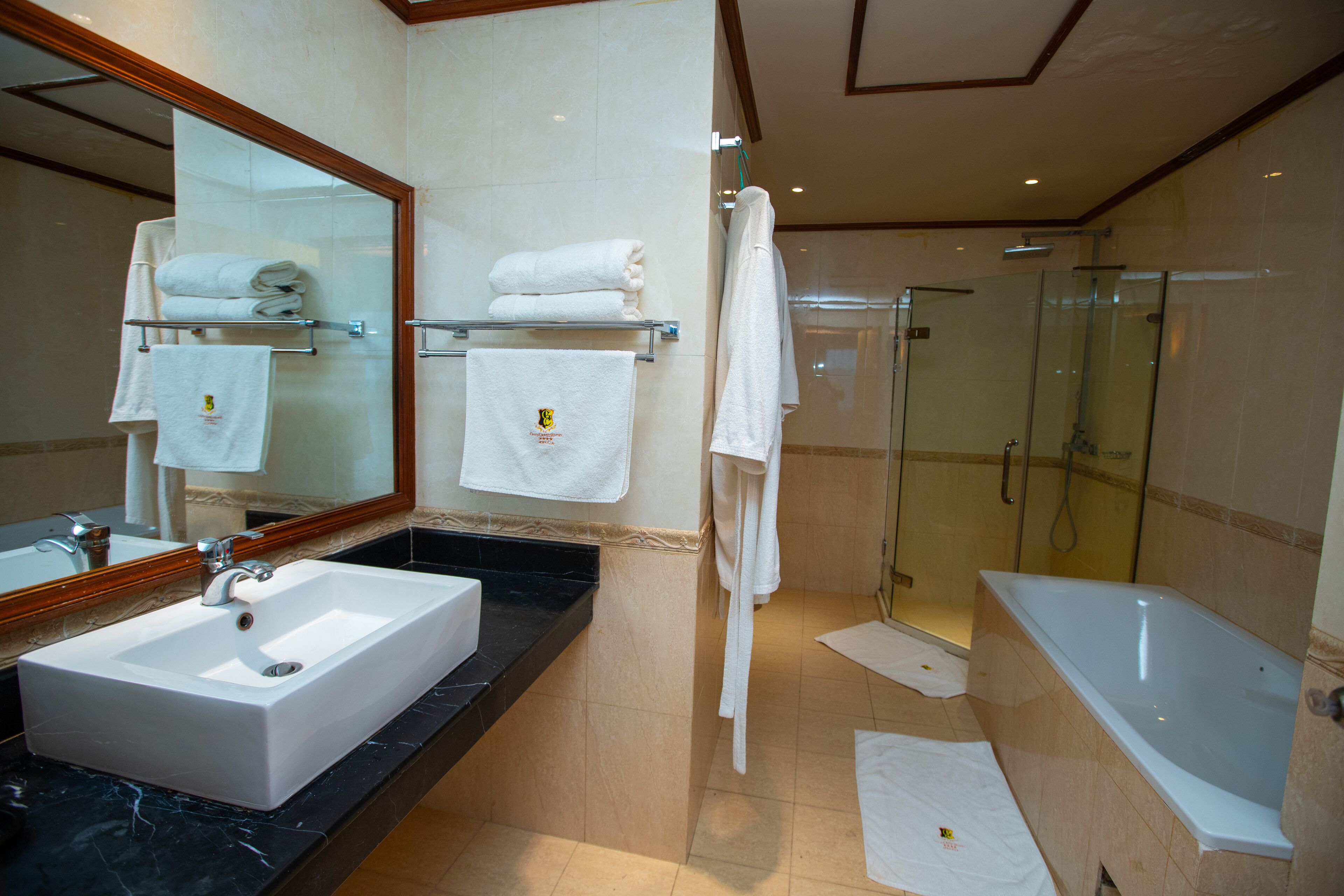 shower, free toiletries, hair dryer, bathrobes