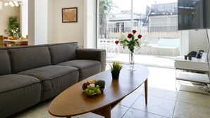 Apartment, 3 Bedrooms, Terrace, Sea View | Living area - Penthouse & Terrace near Hilton by FeelHome (Tel Aviv)