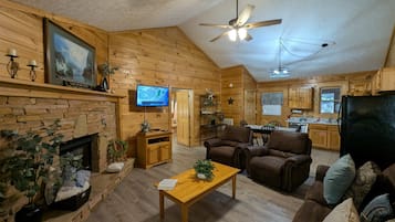 Fernseher, Kamin, DVD-Player