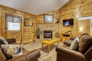 Smart TV, fireplace, DVD player