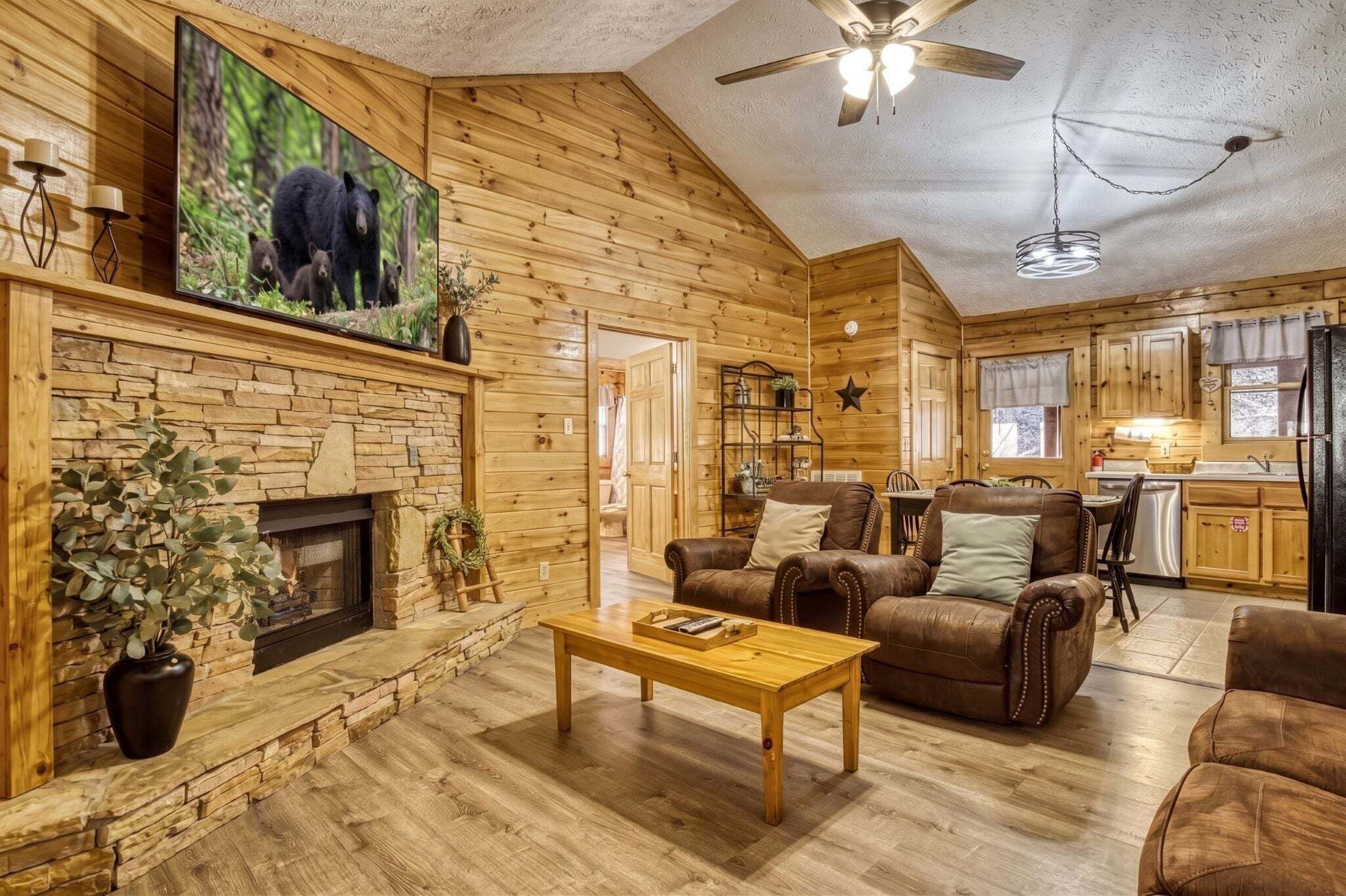 Smart TV, fireplace, DVD player