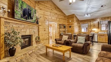 Smart TV, fireplace, DVD player