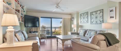 Flat-screen TV, DVD player