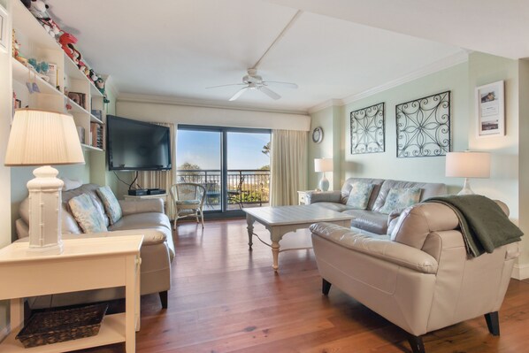 Flat-screen TV, DVD player