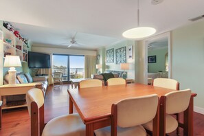 Flat-screen TV, DVD player