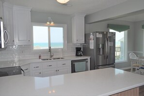 Fridge, microwave, stovetop, dishwasher - Spacious Oceanfront Retreat – A Coastal Gem for Families & Friends (North Topsail Beach)