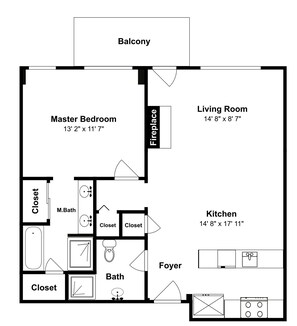 A floor plan of a property at 280 Trailhead Drive, Keystone, including a master bedroom, living room, kitchen, and balcony.