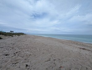Plage privée, chaises longues