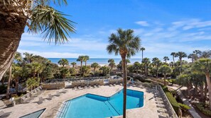 Outdoor pool, a heated pool - 442 Captains Walk - Palmetto Dunes - Updated Direct Oceanfront Villa - Sleeps 6! (Hilton Head Island)