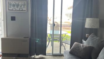 TV, DVD player, video library