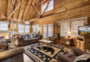 TV, fireplace, DVD player, foosball