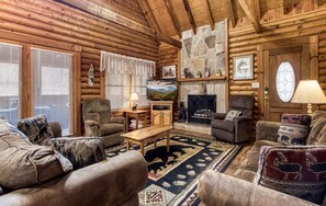 TV, fireplace, DVD player, foosball