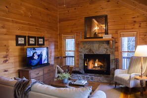 Smart TV, chimenea, videojuegos y reproductor de DVD