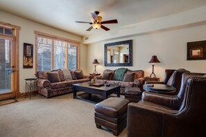TV, fireplace - BL6106 | Mountain Residence | Private Patio with Hot Tub | Winter Shuttle (Steamboat Springs)