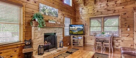 TV, fireplace, DVD player