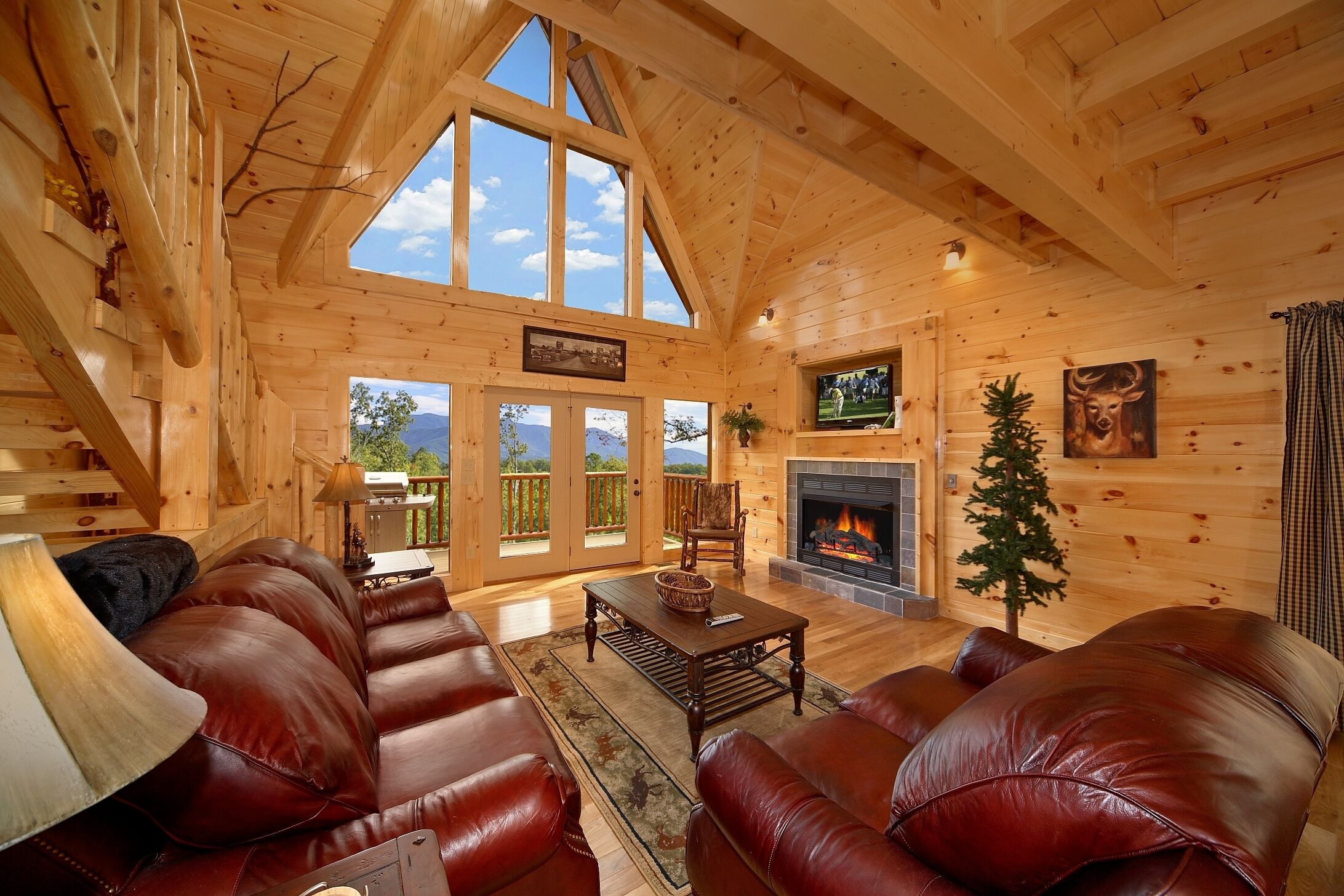 Smart TV, fireplace, video games, DVD player