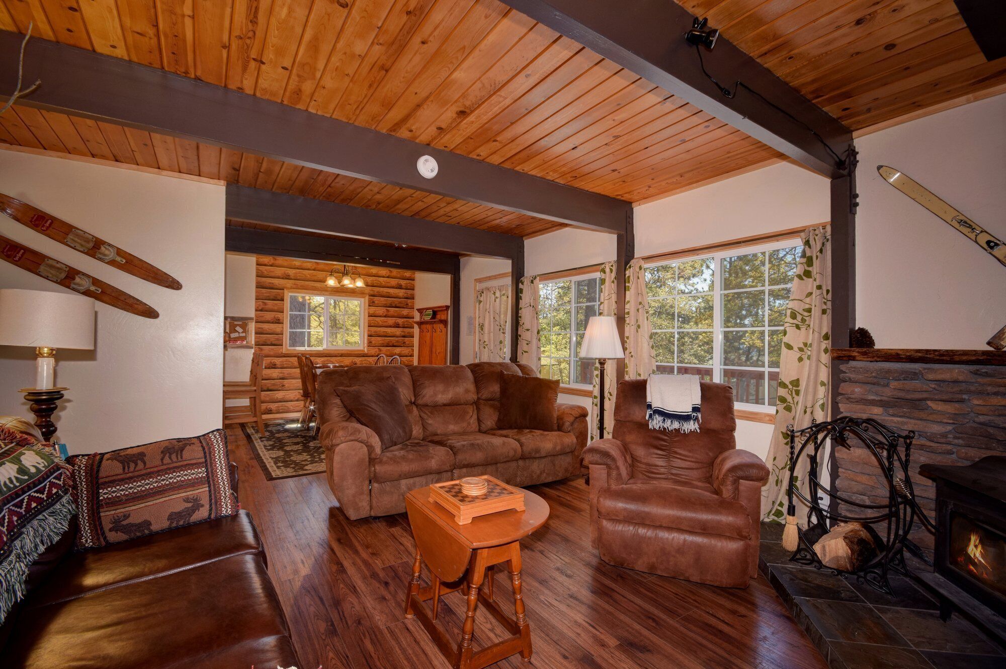 TV, fireplace, foosball