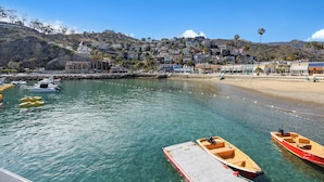 A coastal town with a marina, boats, and a hillside with buildings. - 11LT Lower: 2BD Home with Stunning Panoramic Views,BBQ, Spacious Balcony, WIFI (Avalon)
