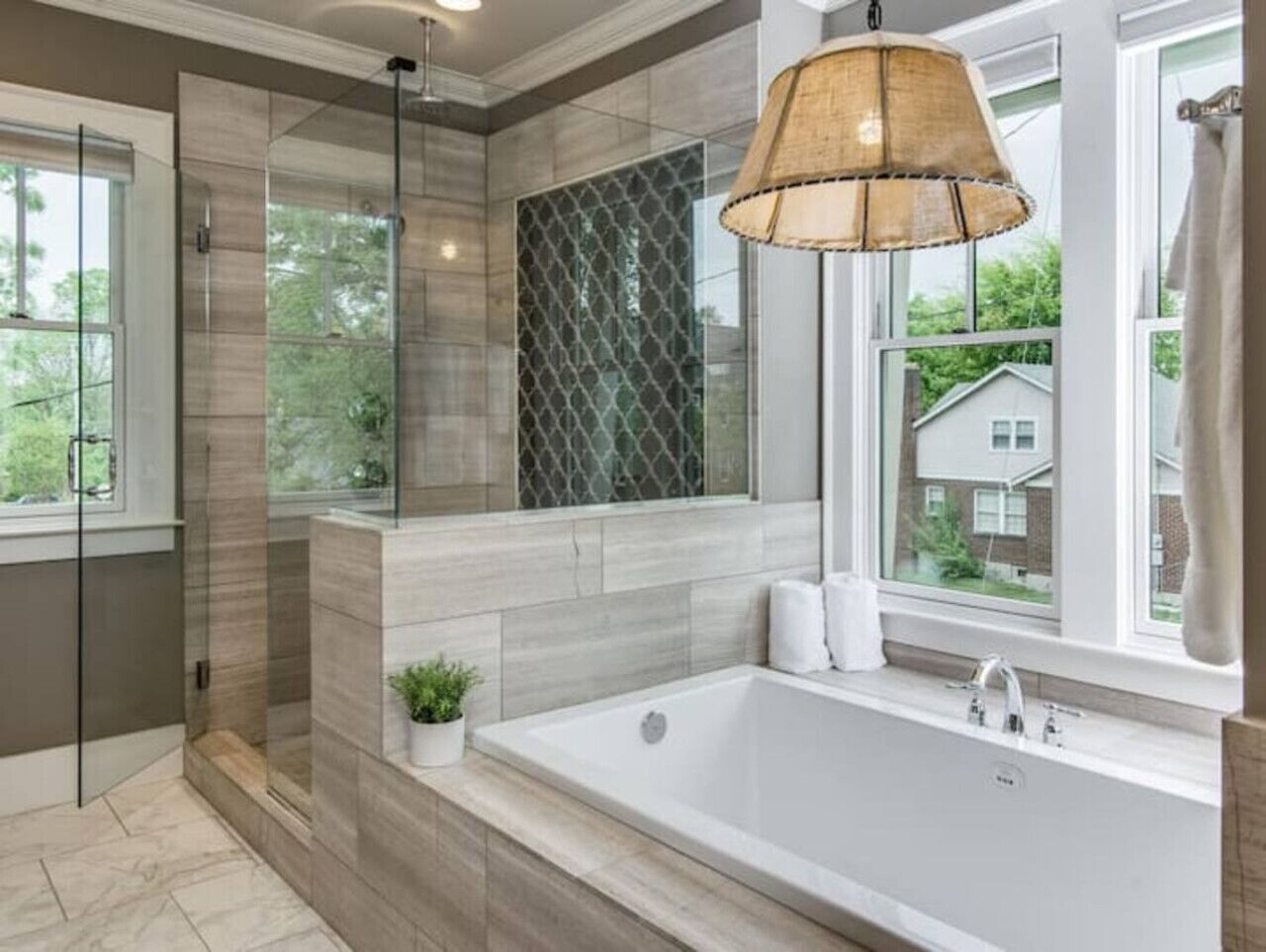 Combined shower/tub, hair dryer