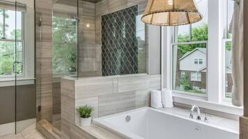 Combined shower/tub, hair dryer