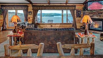 Smart TV, fireplace, DVD player